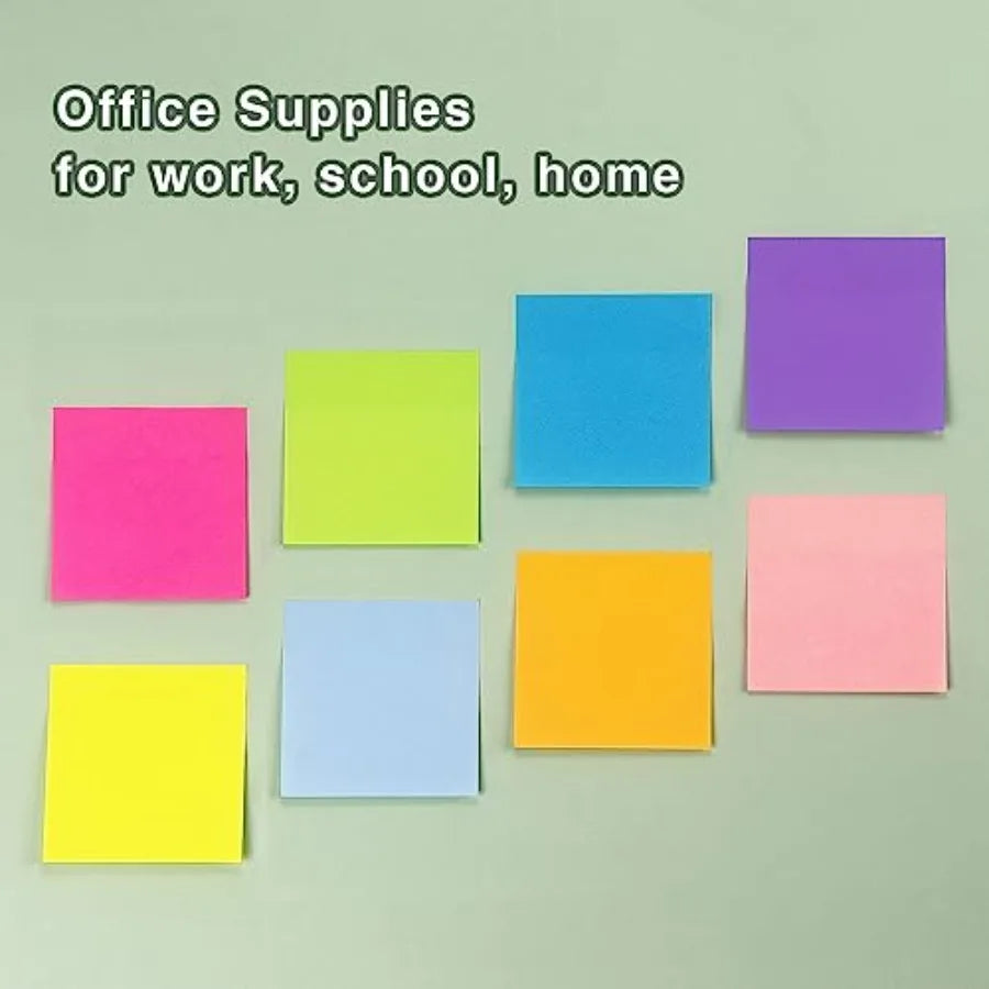 8 Pads Sticky Notes 3x3 Self-Stick Notes 8 Bright Multi Colors Purple Sticky Notes, 85 Sheet/Pad