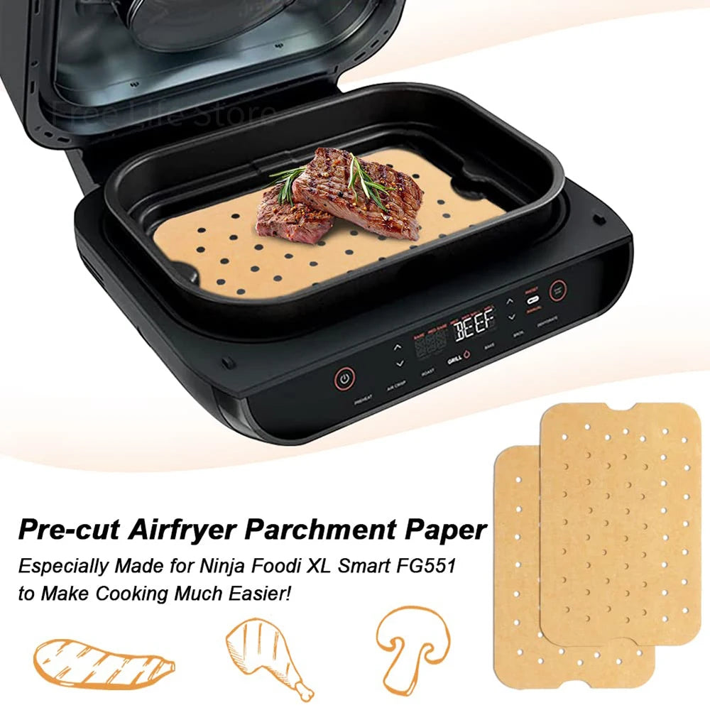 Air Fryer Parchment Paper for FG551 Ninja Foodi Smart XL 6-in-1 Indoor Grill Non-stick Perforated Airfryer Liner Baking Tools