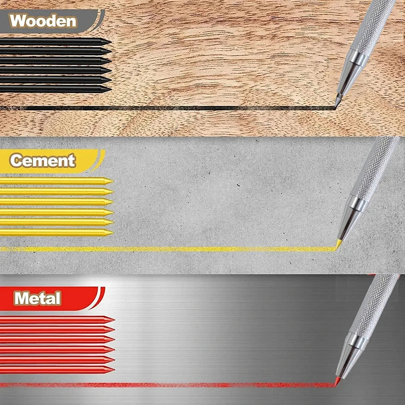 2.8mm Solid Woodworking Automatic Pencil Set with 2B Multicolor Lead Core Deep Hole Marking Architectural Design Marking Pen