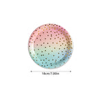 Pastel Rainbow Party Birthday Disposable Tableware Gold Dot Rainbow Gradient Paper Plate Cup Napkin Birthday Wedding Supplies