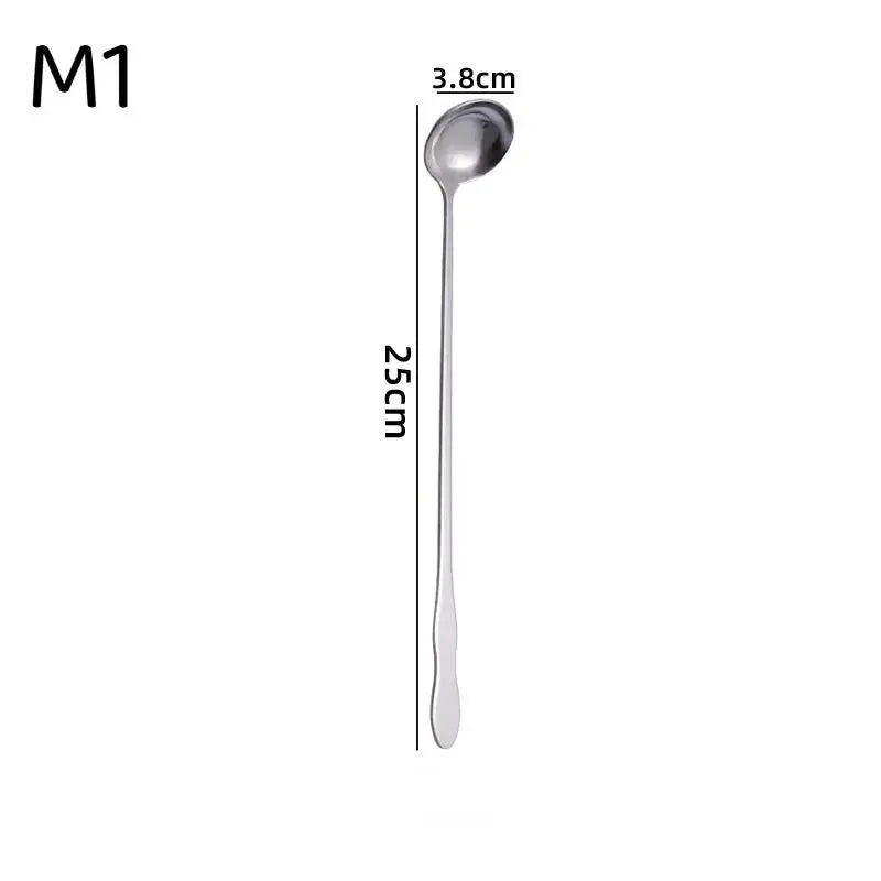 pogyrt Stainless Steel Long Handle Stir Spoon For Cocktails, Ice Coffee, And Tea - Mixing Spoon With Easy Grip Handle