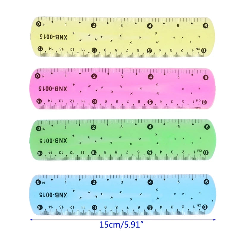 15cm Multicolor Flexible Soft Ruler Transparent Stationery Measuring Drawing Tool Teacher Educational Classroom Props QXNF