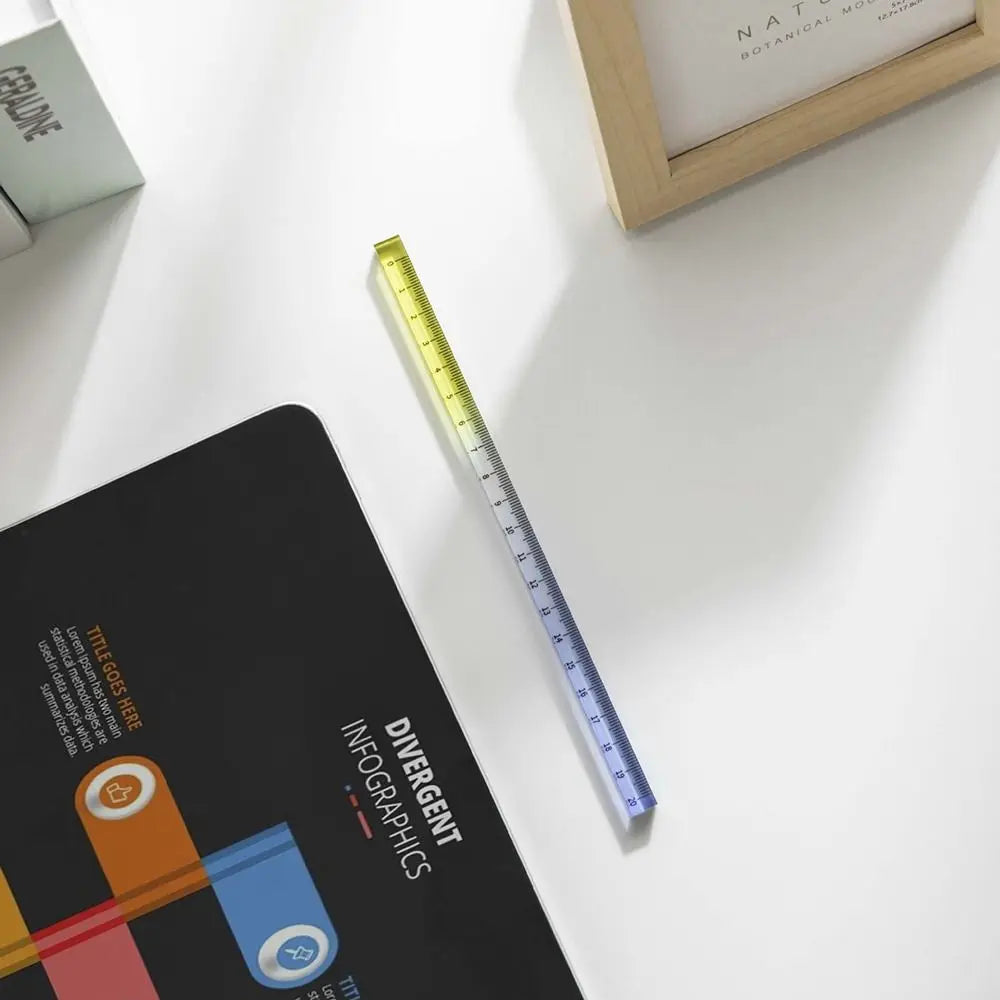 Transparent Straight Ruler High Quality 20CM Acrylic Scale Ruler Gradient Color Quadrangular Ruler Creative Stationery