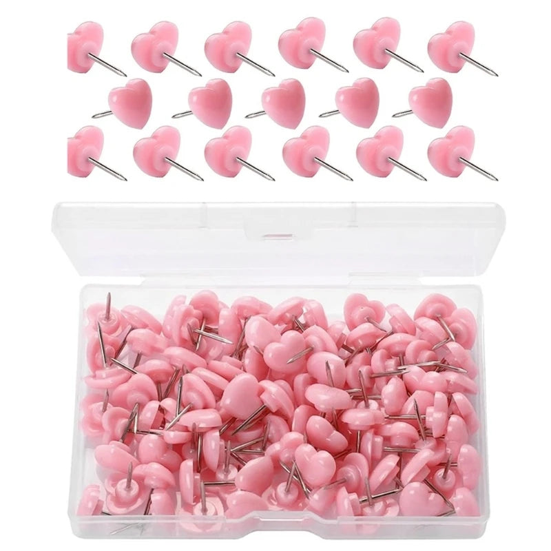 100 Pcs Decorative Pushpins Heart Push Pins Map Tacks Map Pins School Supplies