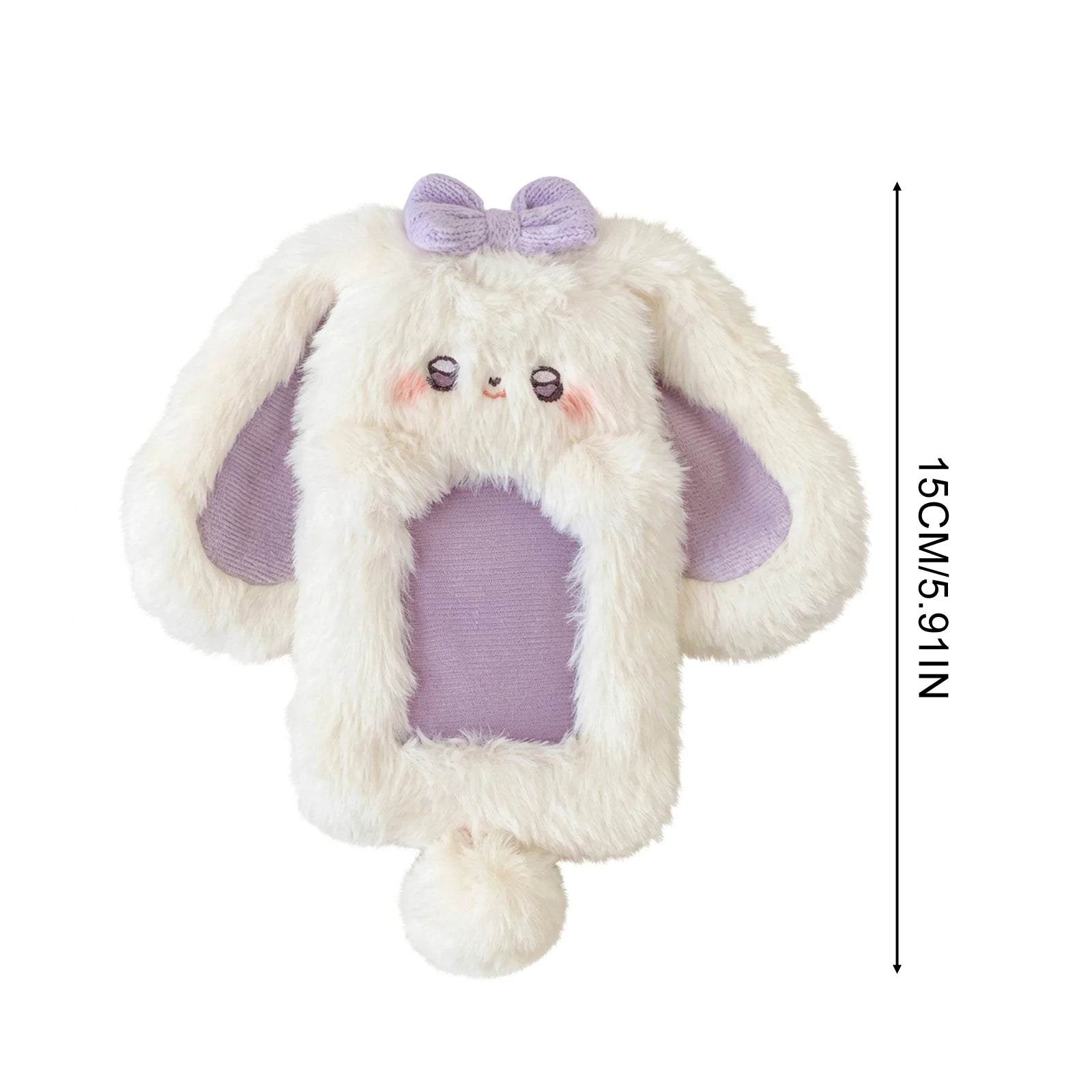 Cute Bunny Plush Photo Holder Student ID Card Holder Rabbit with Bowknot Design Photo Album Photo Protector Cover Gift for