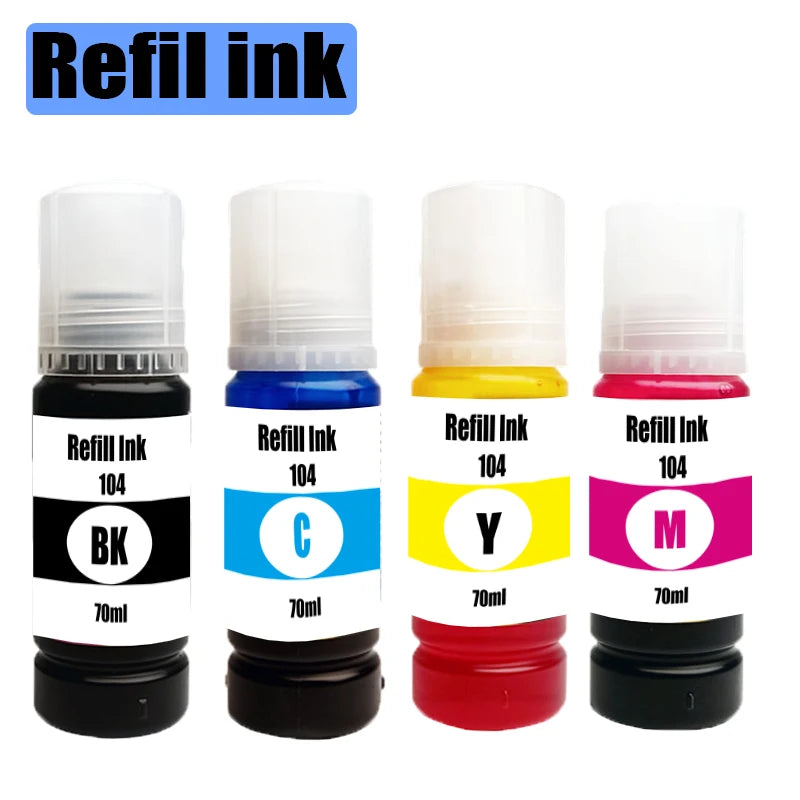 104 Refill Dye Ink For Epson Eco Tank L1110 L3100 L3110 L3111 L3116 L3150 L3151 L3156 L3160 5190 Desktop Printer