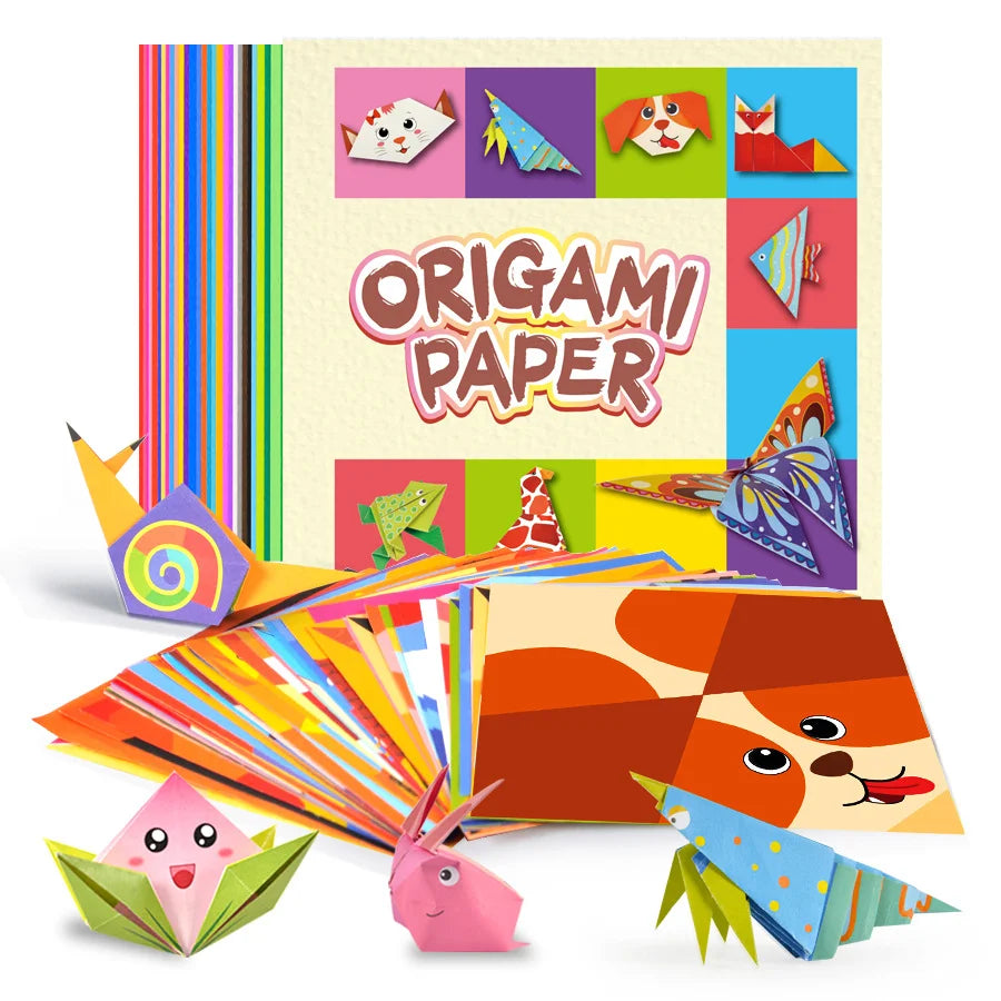 Children's colorful origami set, double-sided origami paper and instruction manual, suitable for DIY art and handmade projects
