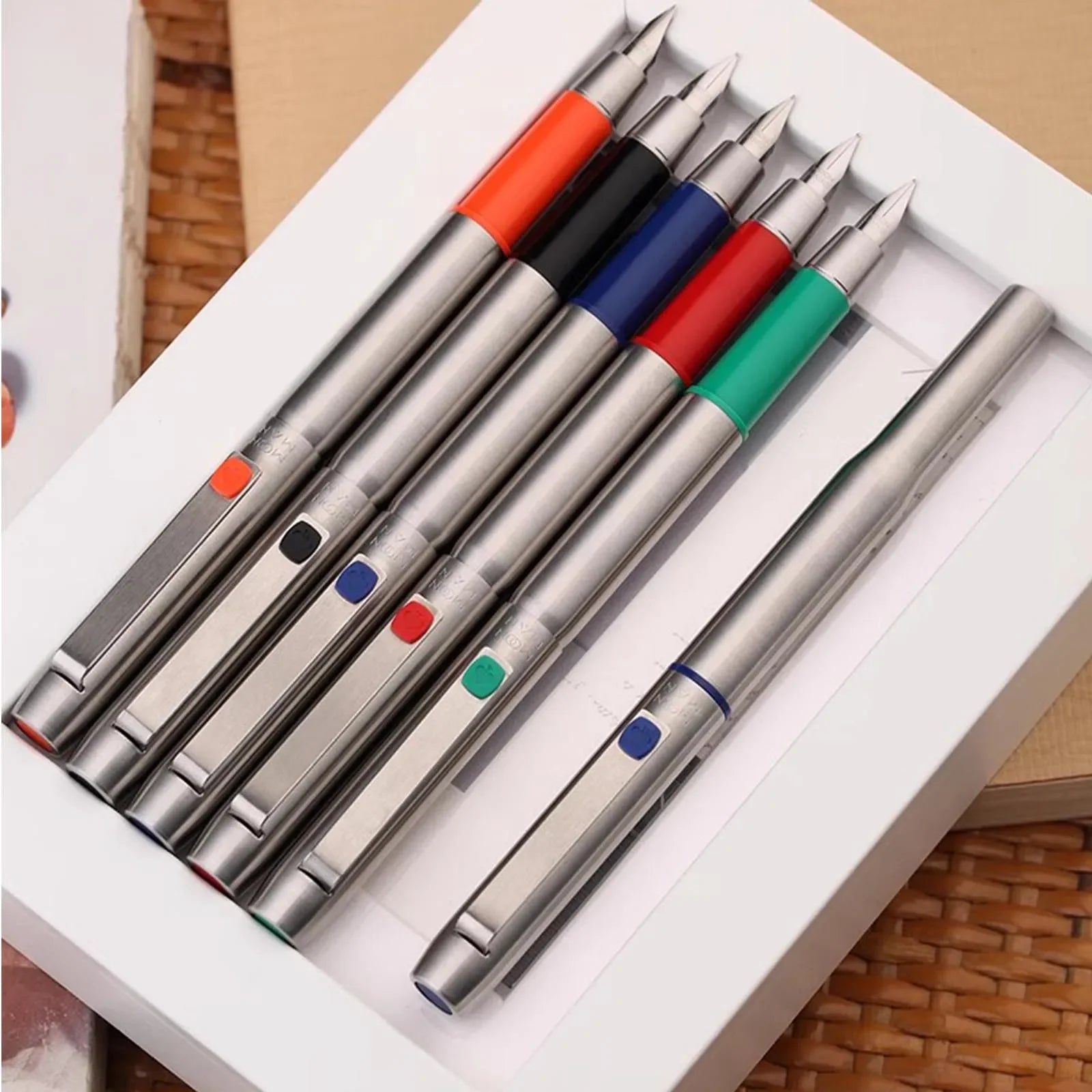 New Moonman B25 Fountain Pen Stainless Steel Imported F nib Ink Absorber Dual purpose Design high-end Office Stationery Supplies