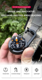 KANPAS Carabiner Compass Ball,Innovative Dual Dial Outdoor Compass,Waterproof Lightweight Backpacking Luminous Compass CA-V30(L)