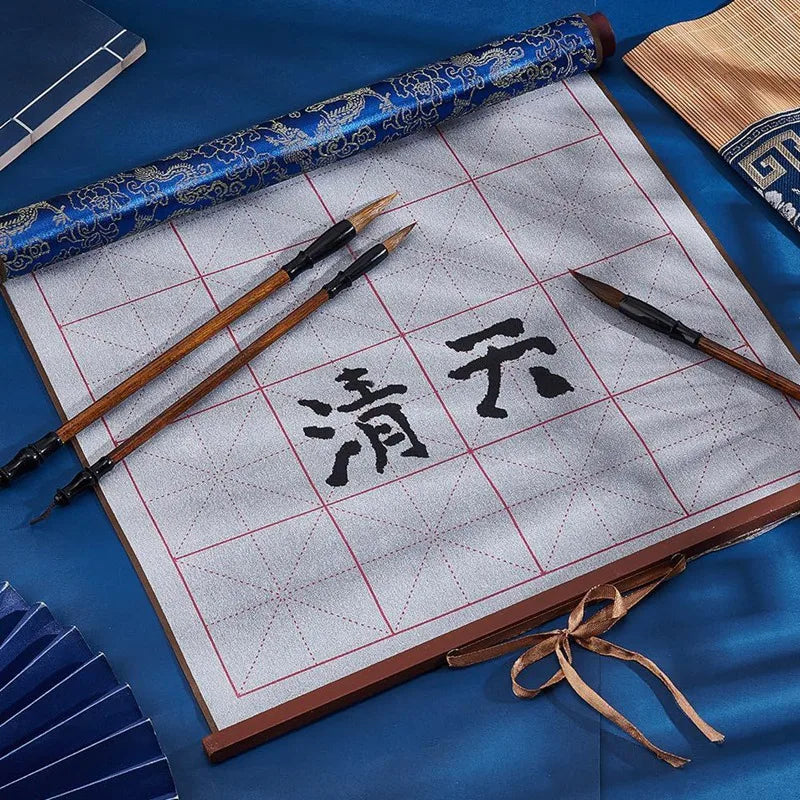 NEW-Reusable Water Writing Magic Cloth Inkless Chinese Calligraphy Set Of 3 Traditional Calligraphy Writing Brush Pens