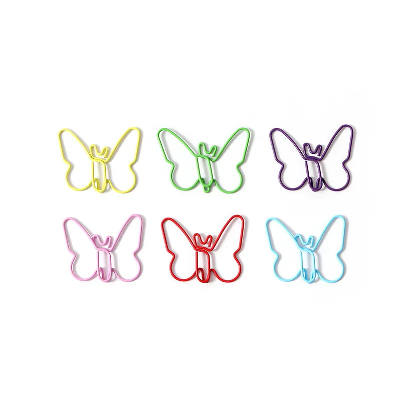 30/50pcs Metal Material Butterfly Shape Paper Clips Macaron Colors Kawaii Cute Bookmark Clip Stationery Office School Supplies