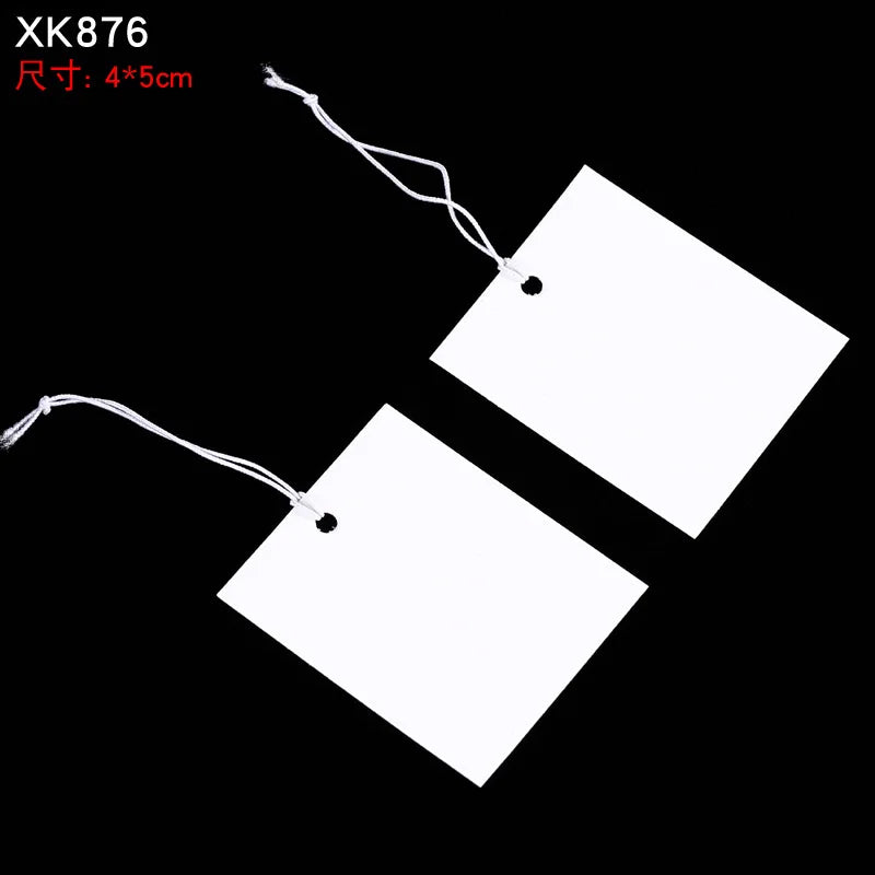 100pcs Jewelry and Jewelry Small Tags DIY Blank Hanging Rope Small Hang Tags Cowhide Elastic Thread Hanging Tags Price Tag