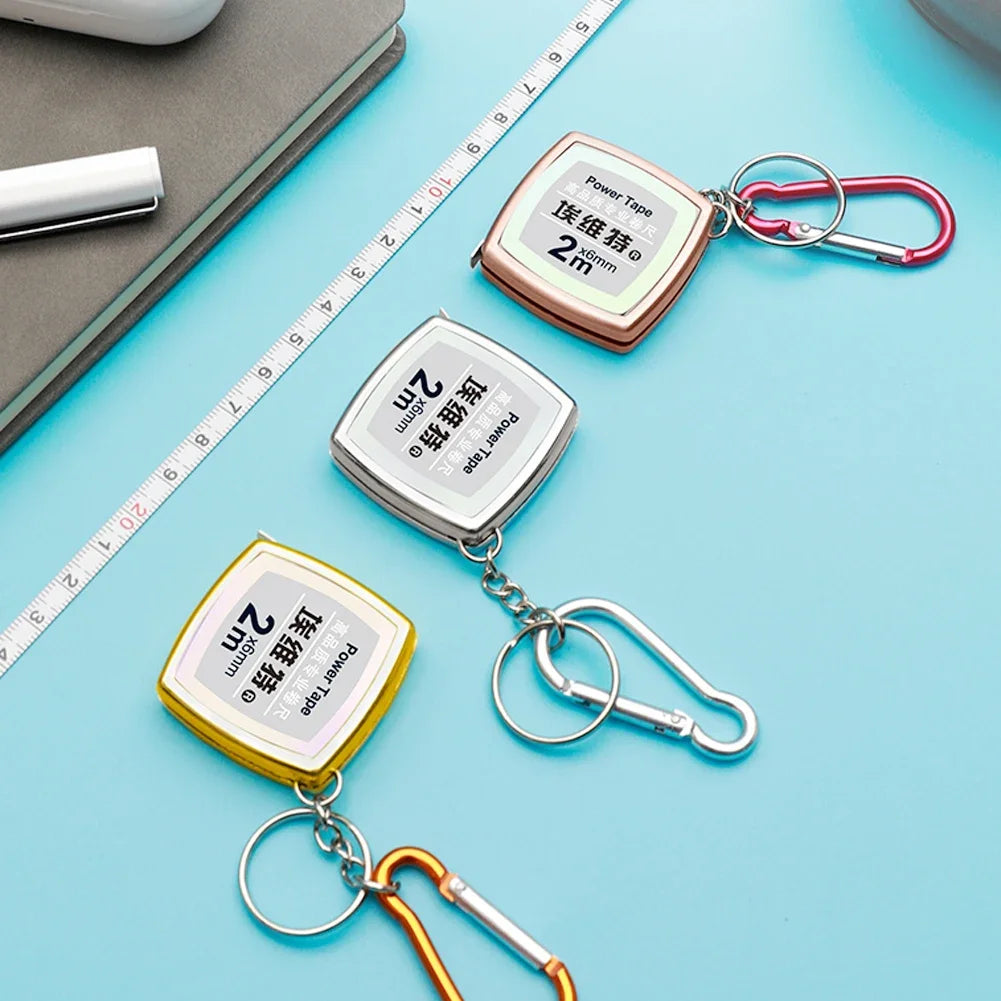 Key Ring Tape Measure Keychain Gauging Tools Retractable Ruler Pull Ruler Measuring Tools Stainless Steel Portable
