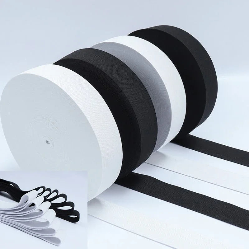 10M Flat Elastic Band Medium Thick Black White high Elasticity Waistband Rubber Band garment sewing accessories 20mm