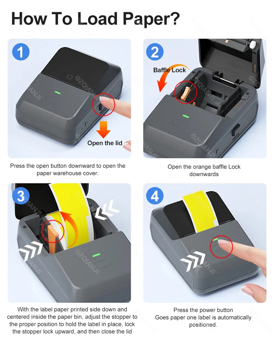P2 Thermal Wireless Label Printer 20-58mm 2 inch Portable Bluetooth Sticker Mini Printer Price Tag Barcode Label Maker DIY