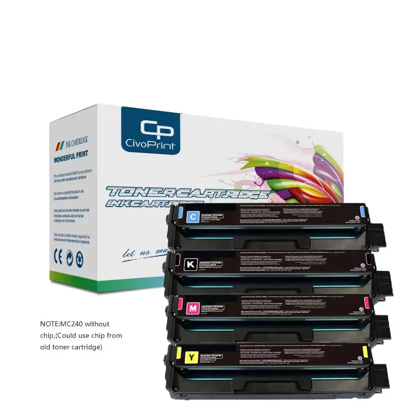 4 Colors Compatible Ricoh MC240 Toner Cartridge for MC240FW PC200W Color Printer No Chip