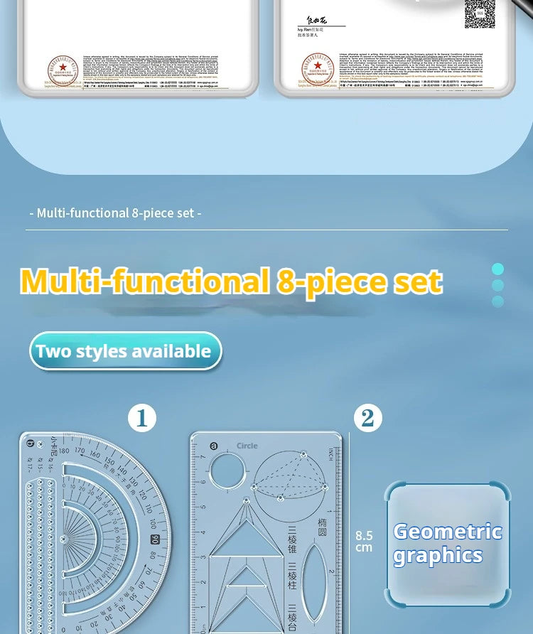 Mathematical Rulers Set Multi-function Geometry Drawing Ruler Transparent Rotatable Scale Ruler for Drafting School Supplies