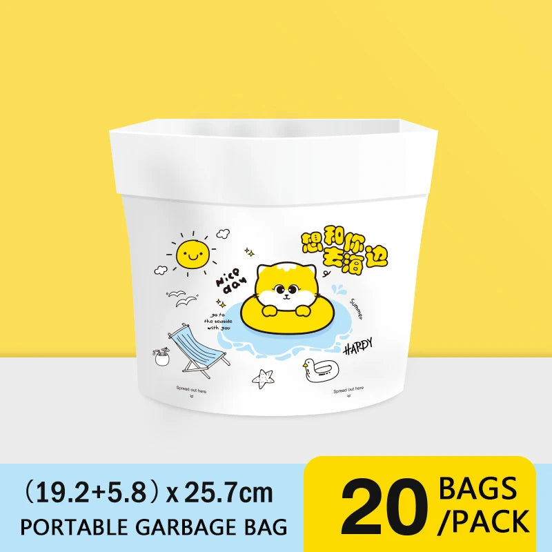 20 PCS Car Trash Bag Disposable Self-Adhesive Garbage Can for Auto Seat Back Hanging Trash Bag Office Kitchen Garbage Storage
