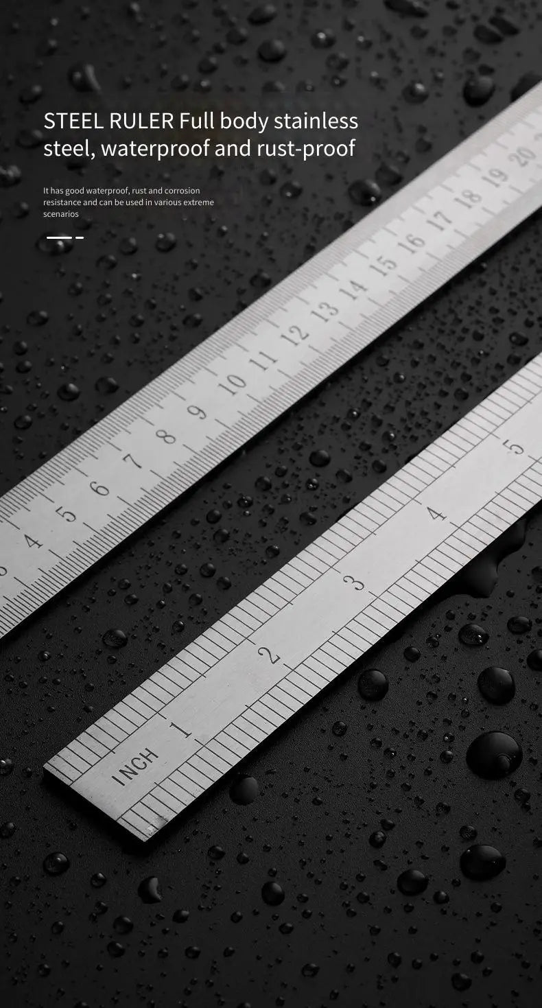 2.5mm Thick 50cm Stainless Steel Ruler Metric Inch Straightedge for Woodworking Construction Drafting Teaching and Measuring