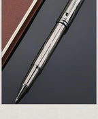 1 PC High Quality Luxury Full Metal Ballpoint Pen Silver Plating Ball Pens Business Writing Signing School Office Supplies 03733