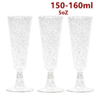 50pcs 5OZ Disposable Wine Cup Party  Plastic Champagne Flutes Cocktail Strawberry Toasting Glass for Wedding Bar Party Camping