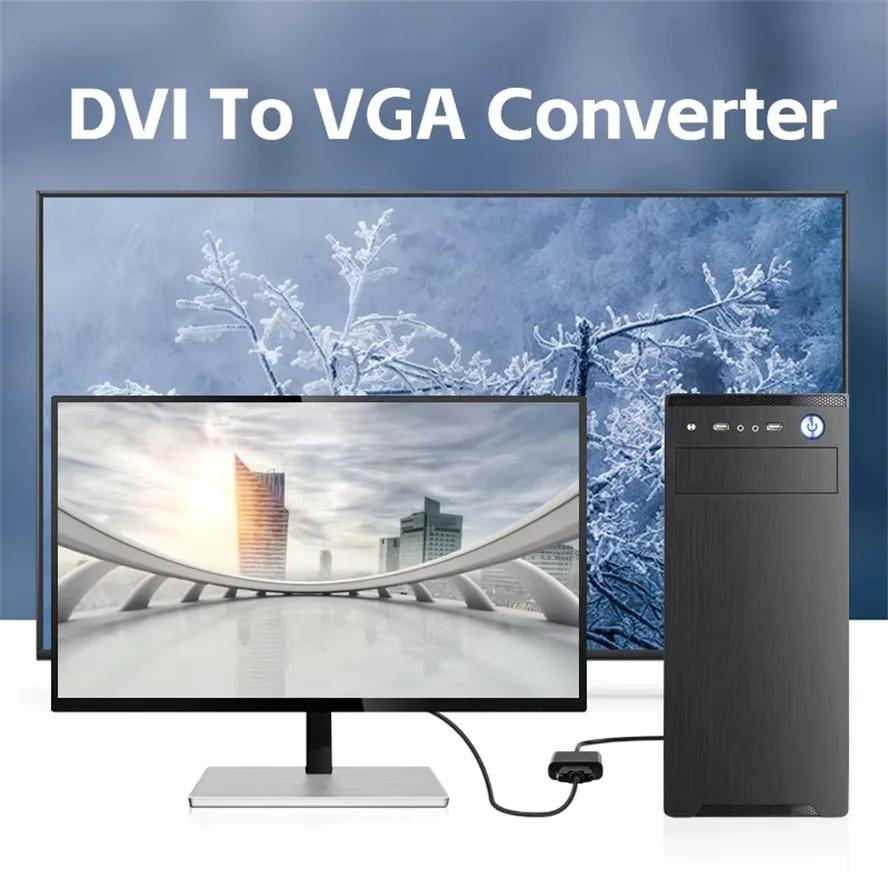 Full HD 1080P DVI to VGA Adapter DVI-D Male to VGA Female Adapter 24+1 25Pin to 15Pin Cable Converter for TV PC Computer Monitor