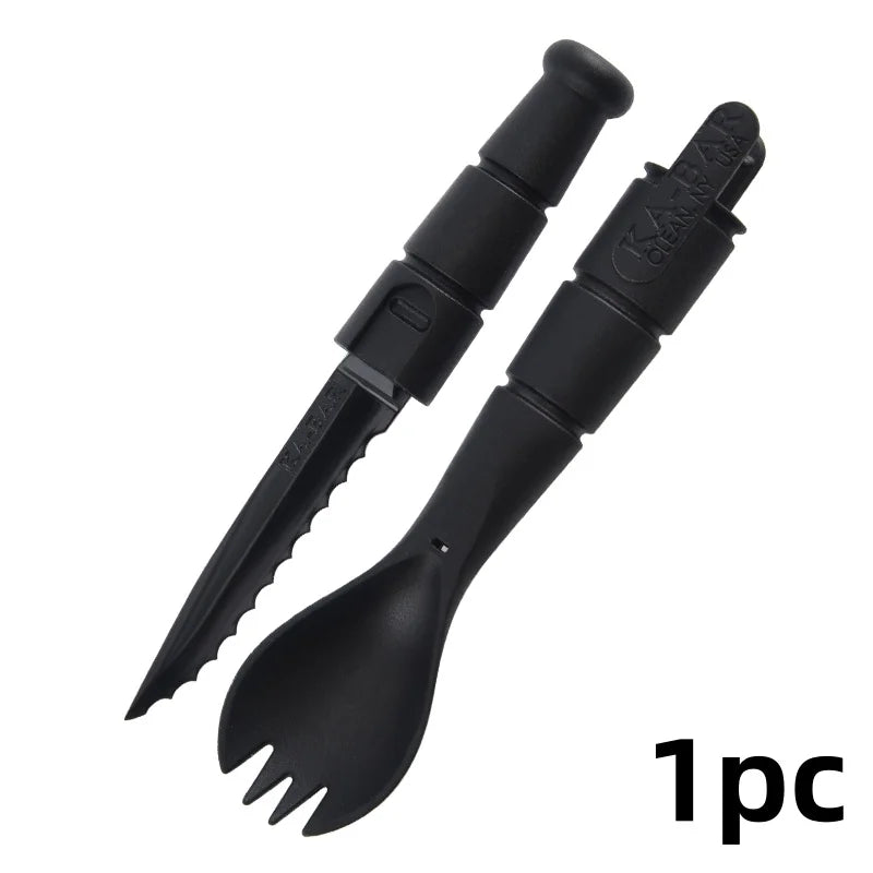 Mini EDC Tactical Tableware, Multi-functional Tools, Forks, Spoons, Knives, Combination, For Camping, Hiking, Outdoor, Halloween