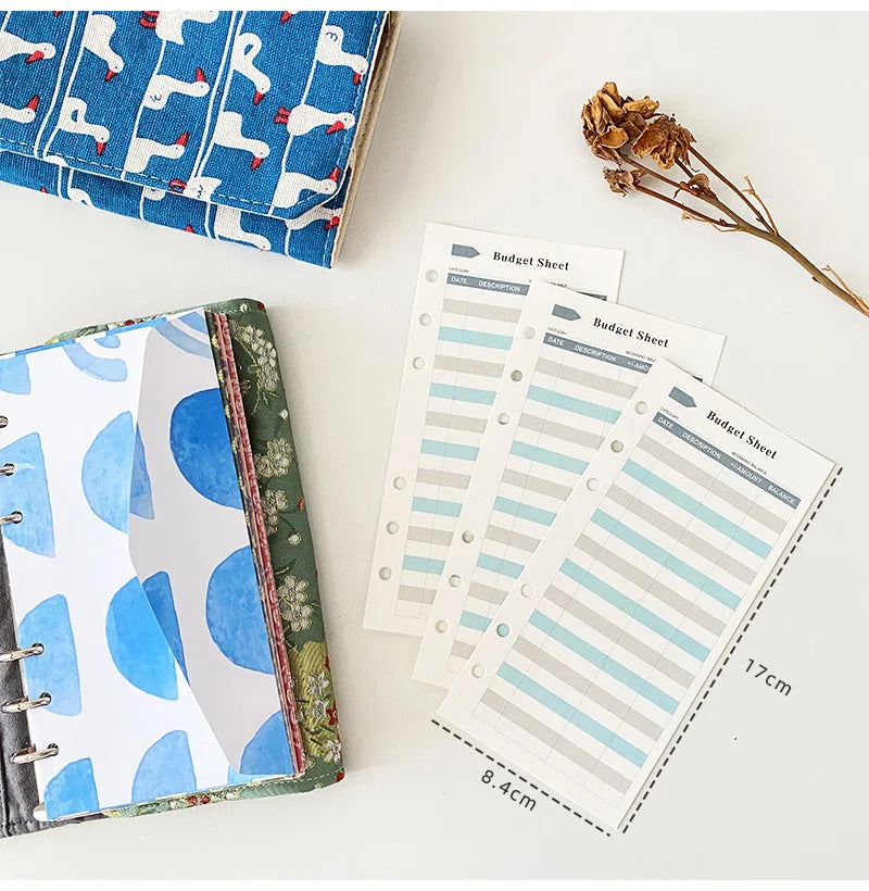 A6 Binder Pockets 6 Holes Cash Envelopes for Budgeting, Clear Zipper Folders for 6-Ring Budget Binder