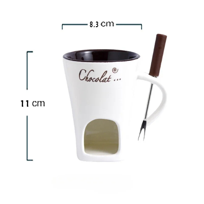130ml Chocolate Fondue Mug Melting Cups Hot Pot Ceramic Melted Cups Butter Warmer Heating Tea Light Melt Pot for Candy Chocolate