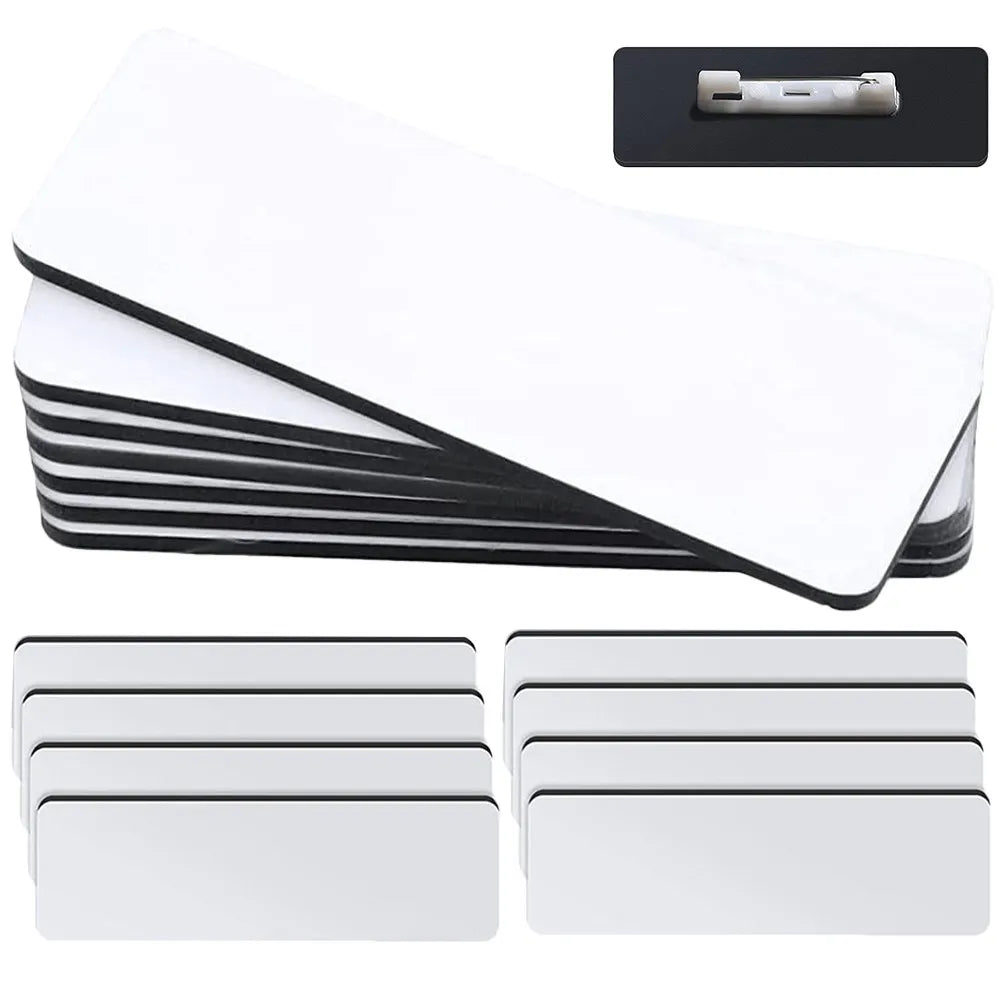 16Pcs Blank Name Badges with Pin Premium Density Board DIY Name Tag Pin for Students Workers Teachers Cafes Hotels Airlines