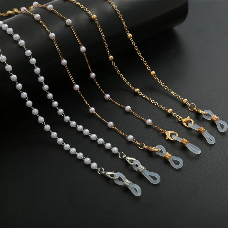 Fashion Reading Glasses Chain Pearl Flower Glasses Hanging Rope Anti-Lost Eyewear Mask Lanyard Women Sunglasses Glasses Chain