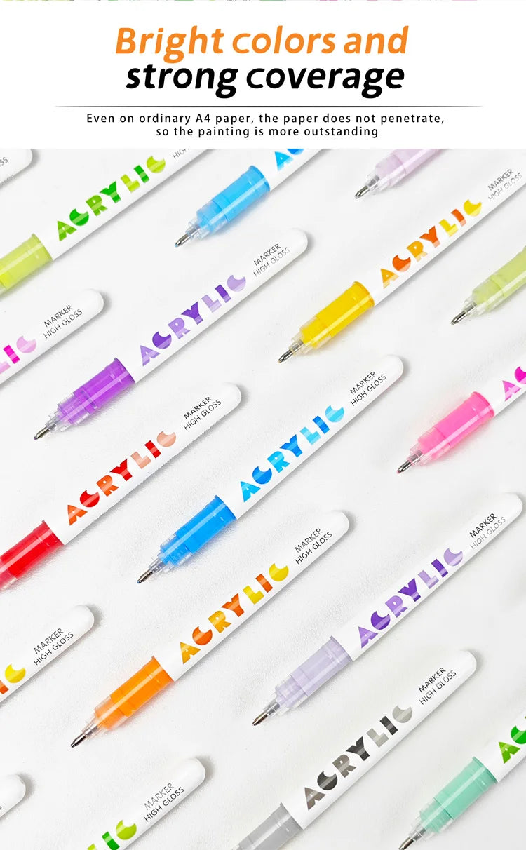 GuangNa 168/12 Colors High Gloss Acrylic Marker Pen Set,Hard Headed Drawing Pens,DIY Graffiti Paint Pen Stationery,GN.586