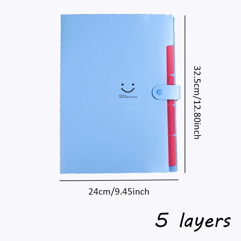 A4 Organ Folder 5 Layers Macaron Colors File Manager Storage Simple Folder for Student School and Office Stationery Supplies
