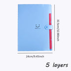 A4 Organ Folder 5 Layers Macaron Colors File Manager Storage Simple Folder for Student School and Office Stationery Supplies