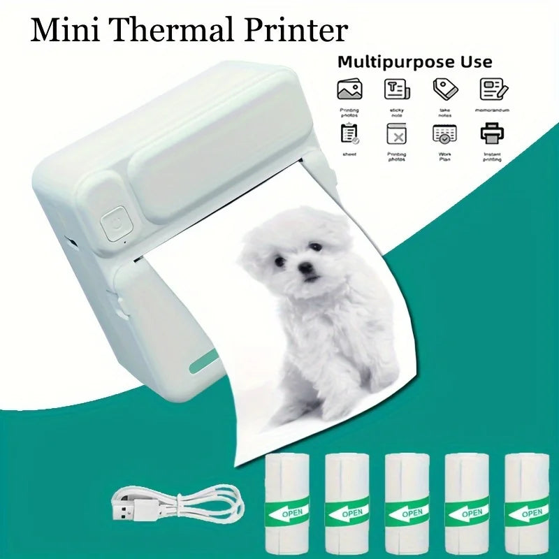 Sticker Printer, Fun Print Pod Mini Bluetooth Portabel Sticker Maker with 3 Rolls Paper, Print Pods Mini Printer