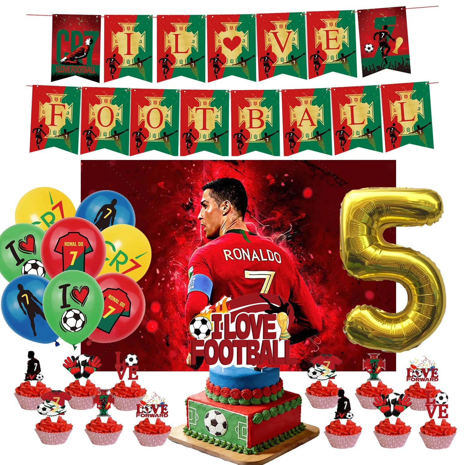 Football Player Theme Party Decoration Soccer Cr&7 Superstar Party Supplies Plate Cup Balloon Banner Paper Backdrop Party Gift