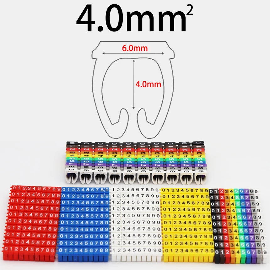 0.3-10mm2 Arabic Numerals 0-9 0123456789 Number Network Cable Wire C Type Clip Marker Tag Label Cord Marking Stuck Cord Sleeve