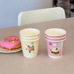 25pcs Pink Disposable Double-layer Thick Paper Cups Coffee Milk Tea Cartoon Printed Paper Cup Yellow Star Hot Drink Takeout Mug