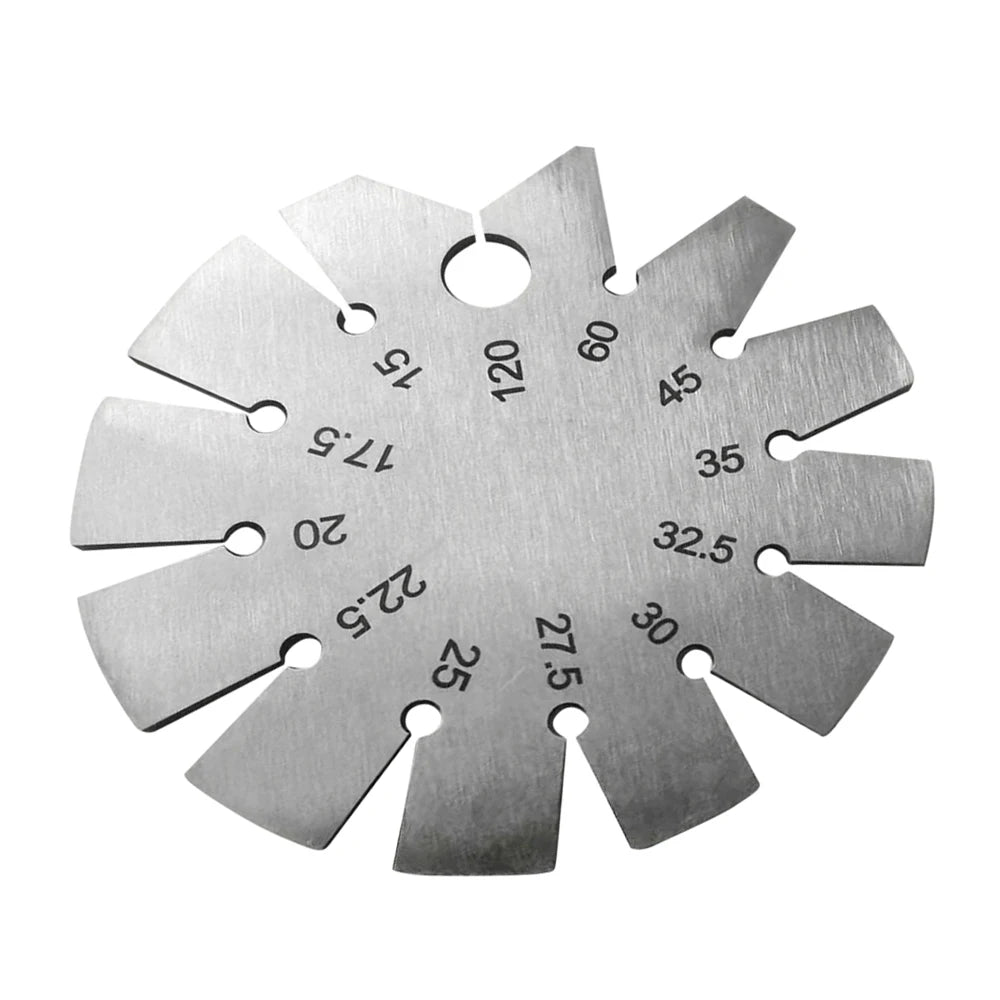 Stainless Steel Round Gauge Diameter Bevel Gauge Angle Protractor Thickness Gauge 15° 20° 22.5° 30° 45° 60° 120° Measuring Tool