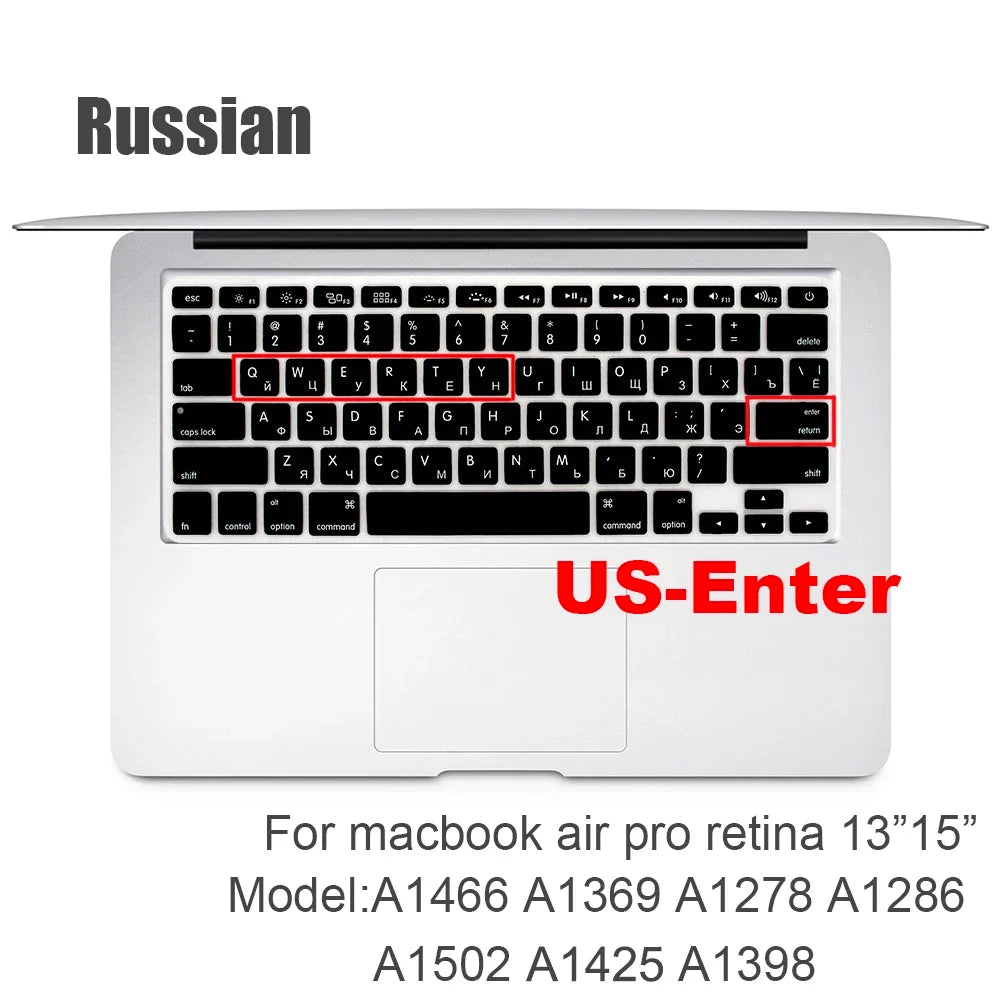 Russian Silicone Keyboard Cover Protector for Macbook Air13/12/15/16Pro Touchbar A2992/A3113/A2941/A1990/A3114/A2289A2337/A2141