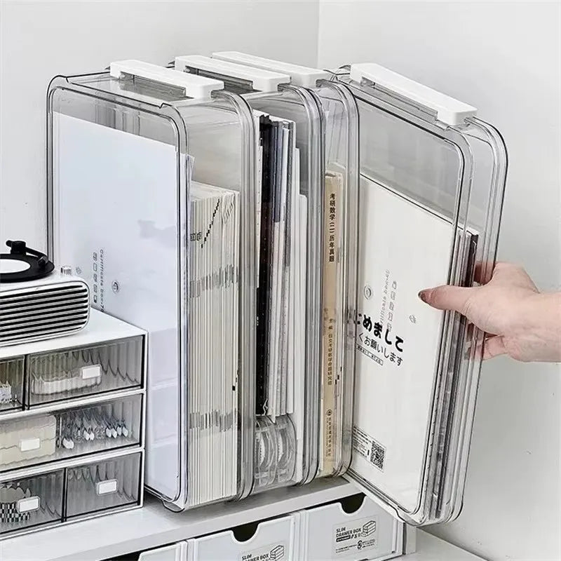 Acrylic Transparent Desktop Paper Storage Box A4 File Document Exam Paper Organizer Household Dust Proof Card Holder Case