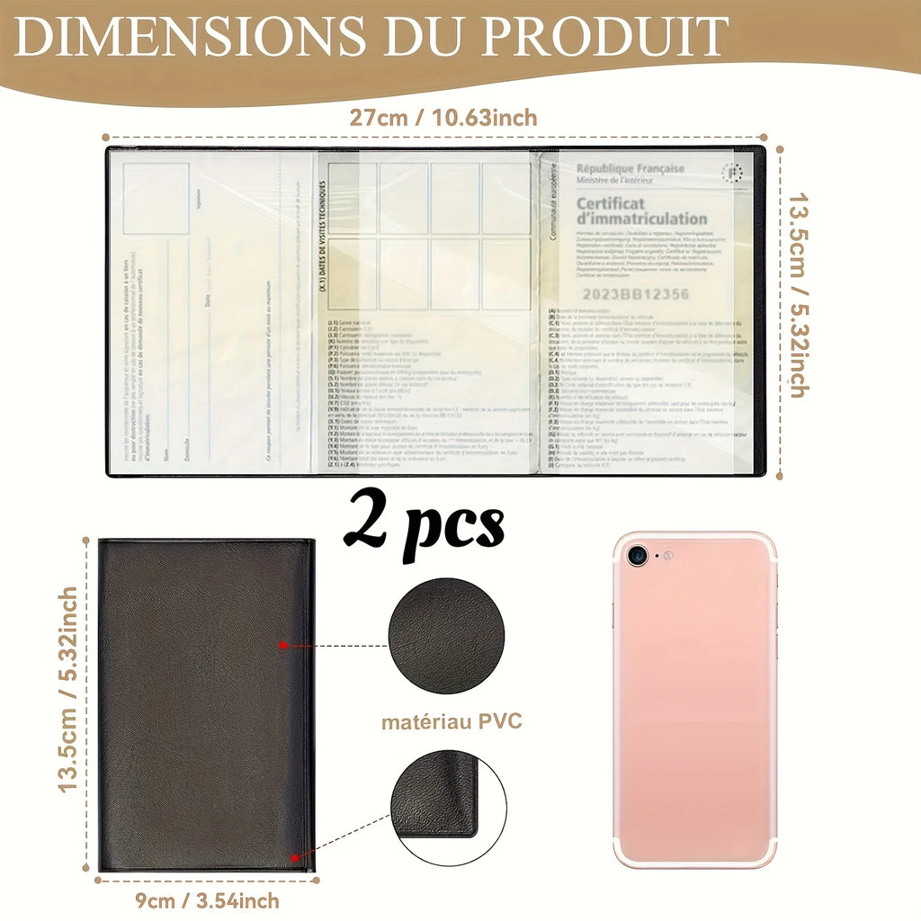 Lot of 1/2/3 Black Assurance Card Pouch - Certificate of Registration Protection Case Transparent Plastic Wallet for Documents