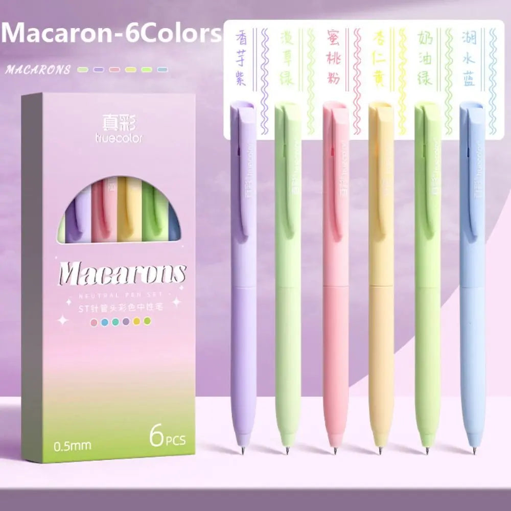 6Colors/Set Color Gel Pen 0.5mm ST Tip Ballpoint Pen Writing Tool Color Ink Signing Pen Students Gift Stationery School Supplies