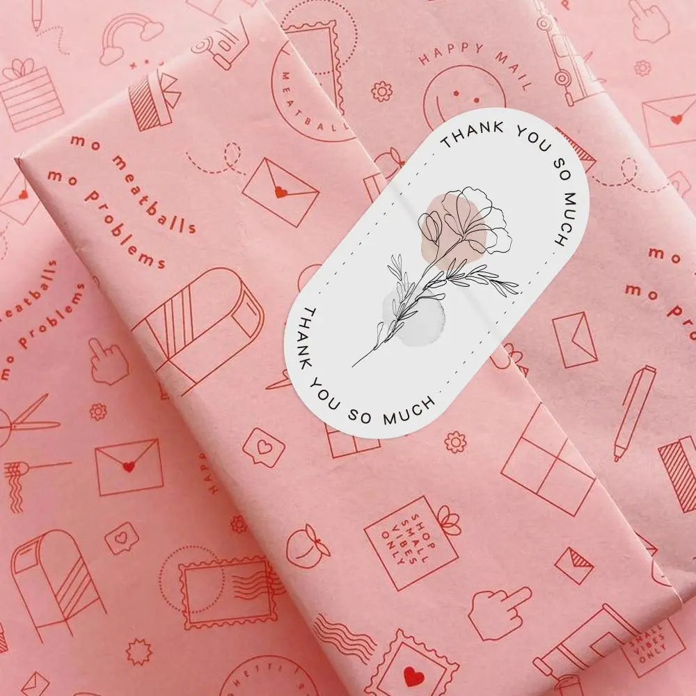 100pcs/25sheets Cute Thank You Stickers Gift Labels for Small Business Package Decoration, Envelope Seal Shipping Stickers 3*6CM