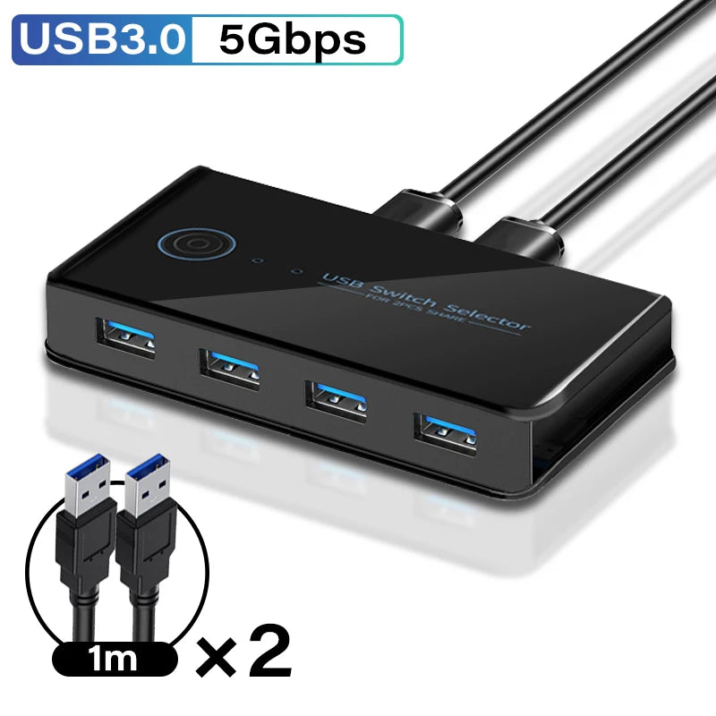 USB 3.0 KVM Switch Adapter 2 Inputs 4 Outputs USB Shared Switcher for PC Laptop Keyboard Mouse Printer USB Switch Controller Hub