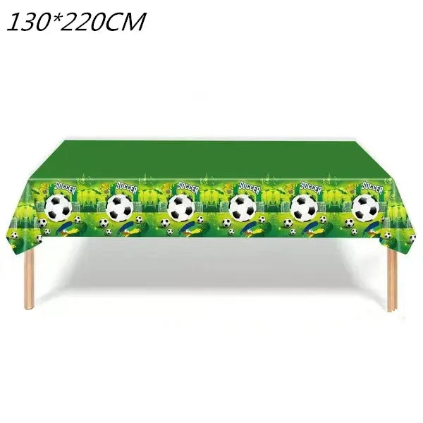 Football Party Tablecloth Decorations Soccer Ball Theme Party Supplies Disposable Table Cover Tableware Set Kids Birthday Party