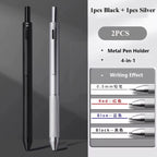 Multifunctional 4-color-in-one gravity-sensing pen metal ballpoint pen/Mechanical Pencil,Black/Red/Blue Ink Oil Signing canetas
