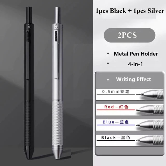 Multifunctional 4-color-in-one gravity-sensing pen metal ballpoint pen/Mechanical Pencil,Black/Red/Blue Ink Oil Signing canetas