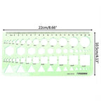 17 Styles Rulers Green Plastic Circles Geometric Template Ruler Stencil Measuring Tool Stationery Students Drawing Curve Ruler