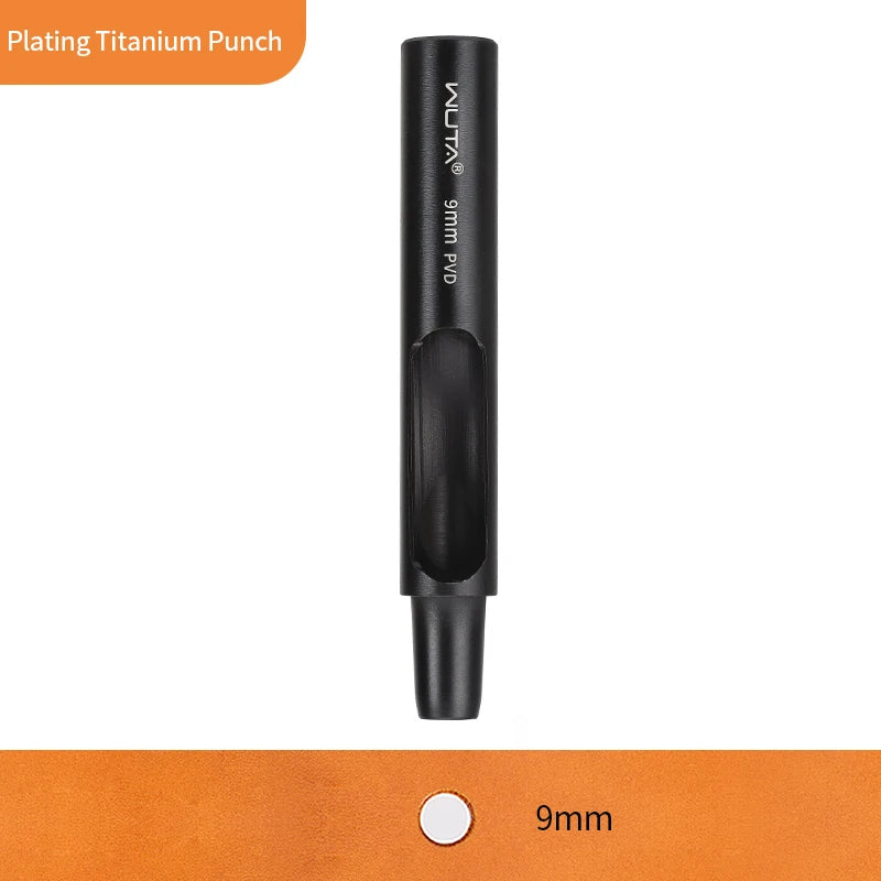 WUTA 1-10pcs Plating Titanium Leather Hole Punching Tools Set Round Hollow Puncher DIY Leather Craft for Watch Band,Belt,Fabric